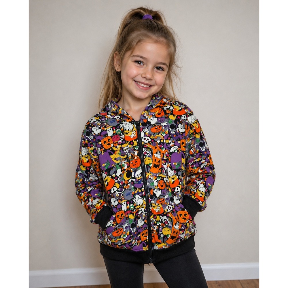 Disney Halloween Zip Hoodie Kids Large 7/8 Multicolor Mickey Mouse Donald Pluto
